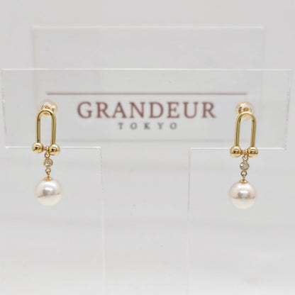 Hardware Link Akoya Pearl w/ Diamond  Earring