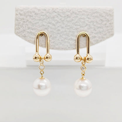 Hardware Link Akoya Pearl w/ Diamond  Earring