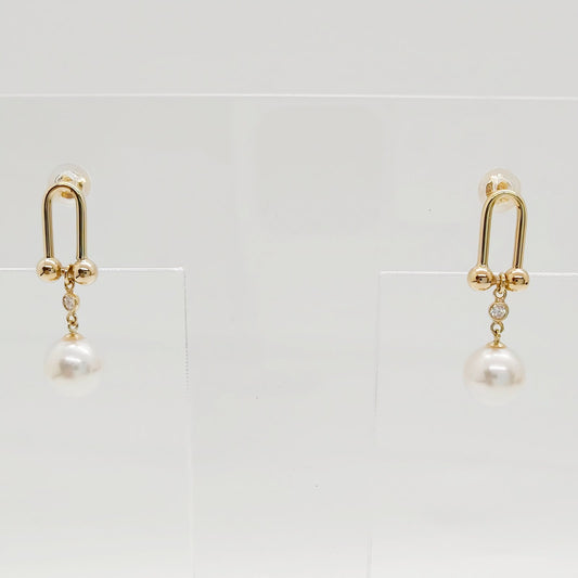 Hardware Link Akoya Pearl w/ Diamond  Earring