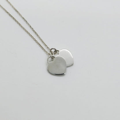 Tiffany& Co. Double Heart Return Blue Silver Necklace