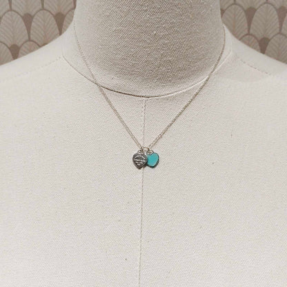 Tiffany& Co. Double Heart Return Blue Silver Necklace