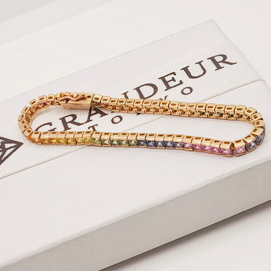 Tennis Bracelet (Princess) Colored Stone
