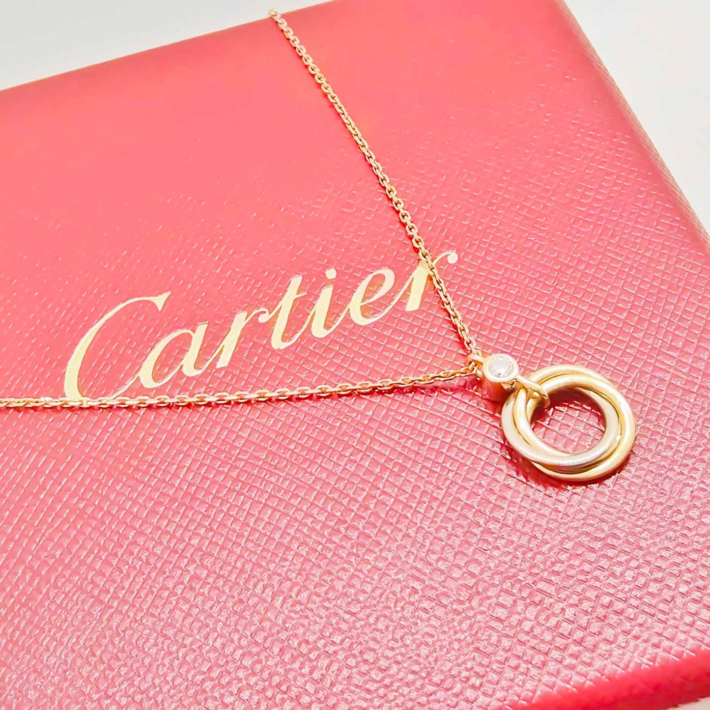 Cartier 3 Tone Trinity Diamond Necklace