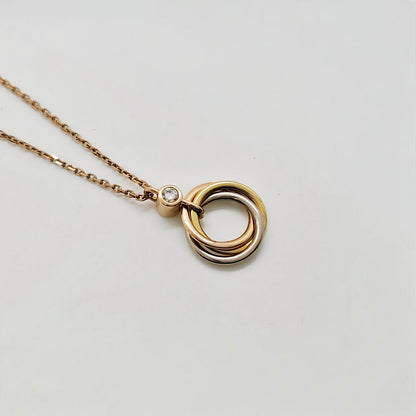 Cartier 3 Tone Trinity Diamond Necklace