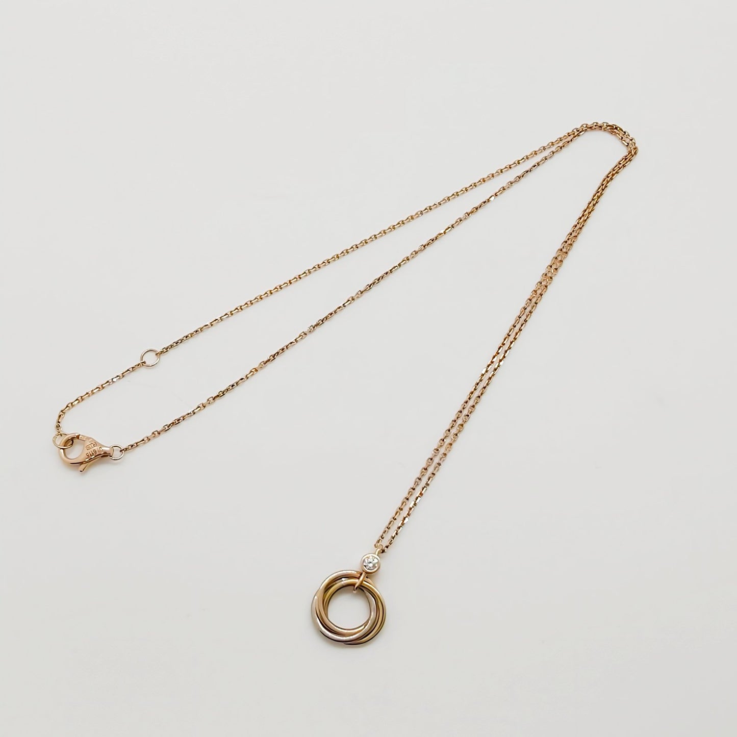 Cartier 3 Tone Trinity Diamond Necklace