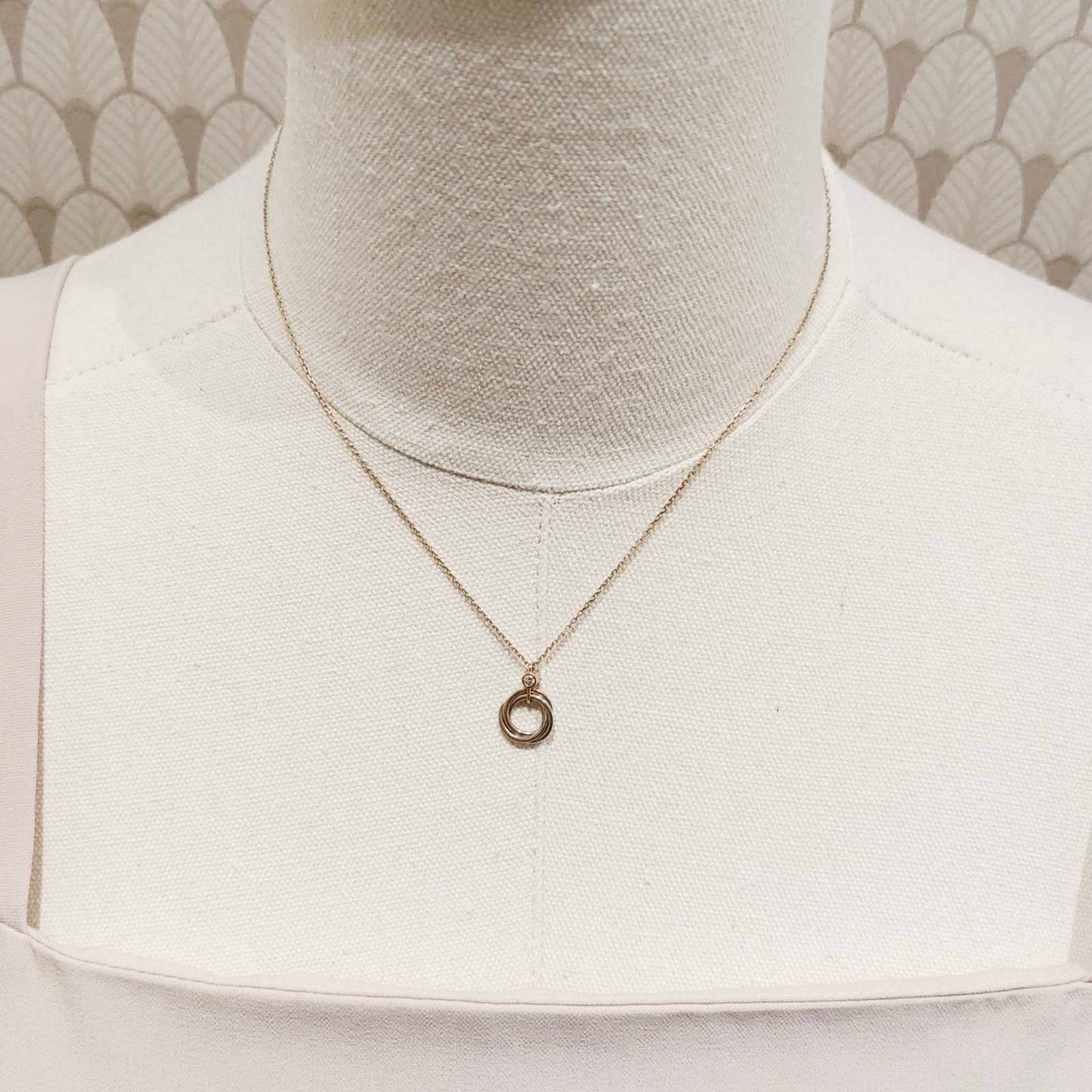 Cartier 3 Tone Trinity Diamond Necklace