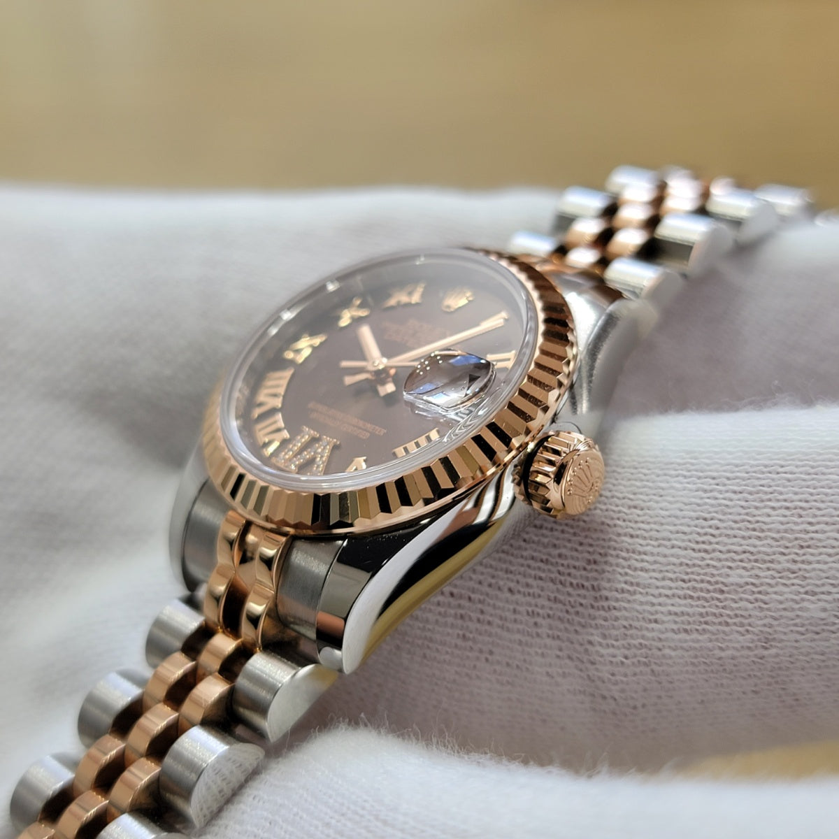 Rolex Datejust 26 Everose Gold Combination 179171 Chocolate Rome 6 Diamond