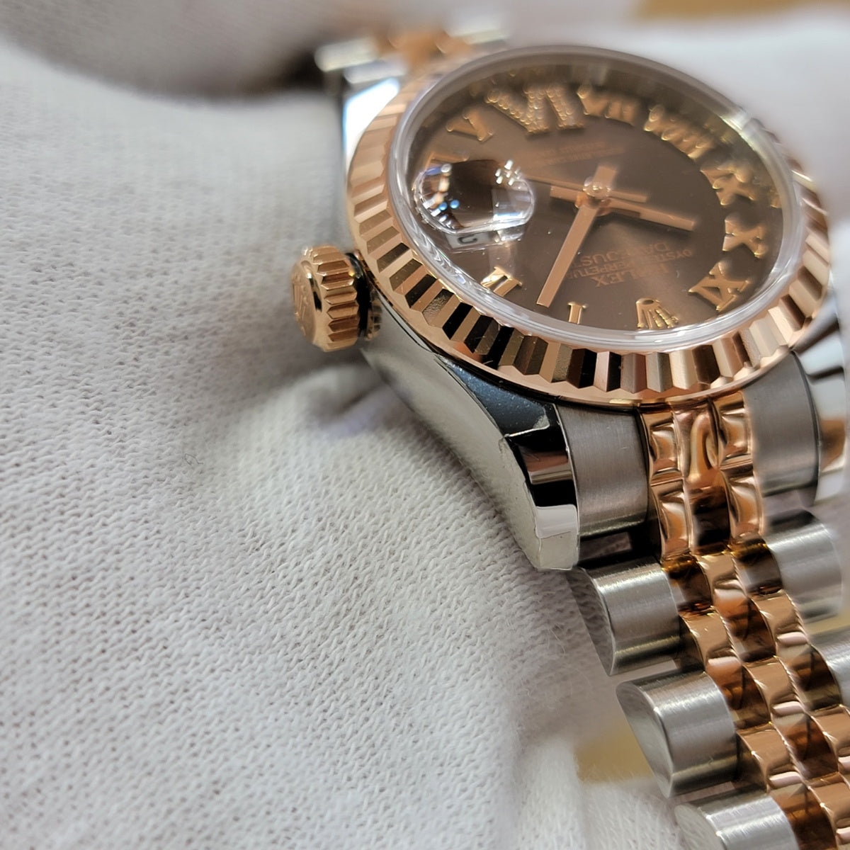 Rolex Datejust 26 Everose Gold Combination 179171 Chocolate Rome 6 Diamond