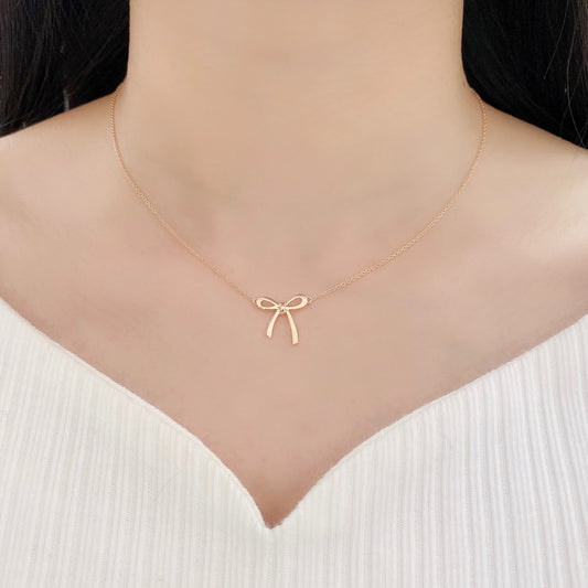 Tiffany&Co. Ribbon Necklace Pink Gold