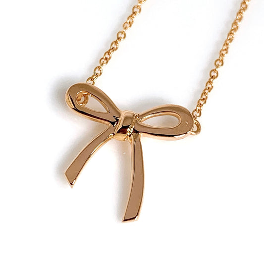 Tiffany&Co. Ribbon Necklace Pink Gold